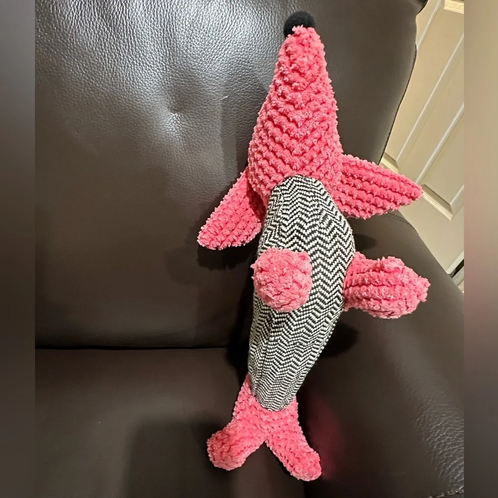 SQUEAKY TOY Cheerful Pink Black Dog Cat Plush Toy Terrycloth Soft Fabric